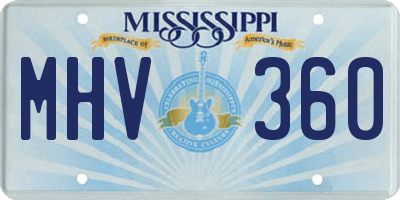 MS license plate MHV360