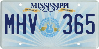 MS license plate MHV365
