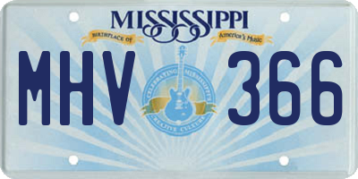 MS license plate MHV366