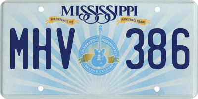 MS license plate MHV386