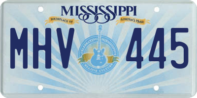 MS license plate MHV445