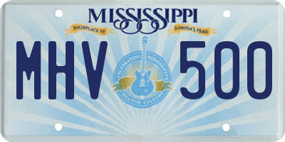 MS license plate MHV500