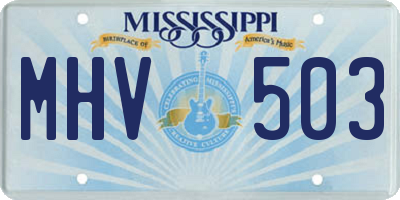 MS license plate MHV503