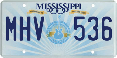 MS license plate MHV536