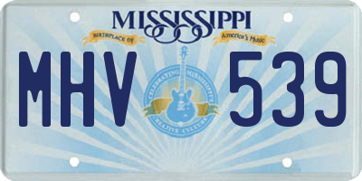 MS license plate MHV539