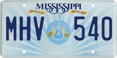 MS license plate MHV540