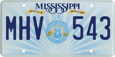 MS license plate MHV543