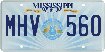 MS license plate MHV560