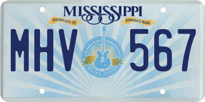 MS license plate MHV567