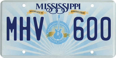 MS license plate MHV600
