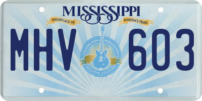 MS license plate MHV603