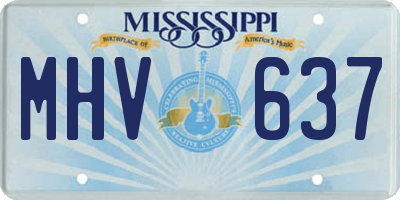 MS license plate MHV637