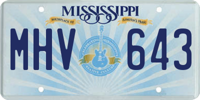 MS license plate MHV643