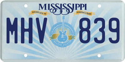 MS license plate MHV839