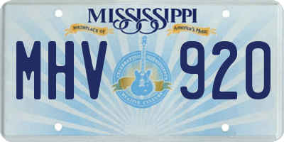 MS license plate MHV920