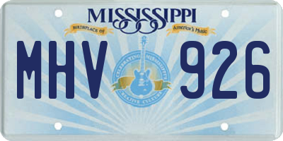 MS license plate MHV926