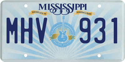 MS license plate MHV931