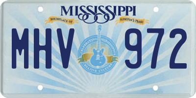 MS license plate MHV972