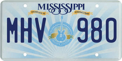 MS license plate MHV980