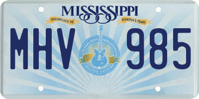 MS license plate MHV985