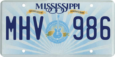MS license plate MHV986