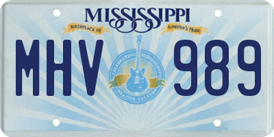 MS license plate MHV989