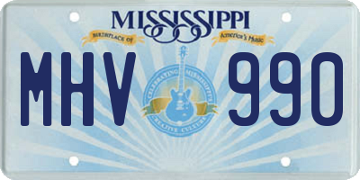 MS license plate MHV990