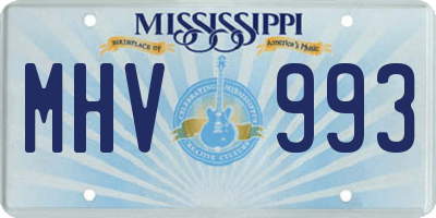 MS license plate MHV993