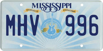 MS license plate MHV996