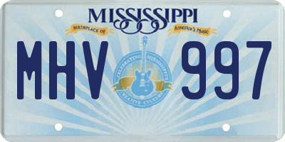 MS license plate MHV997