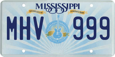 MS license plate MHV999