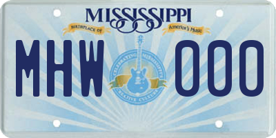 MS license plate MHW000