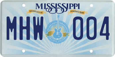 MS license plate MHW004