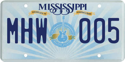 MS license plate MHW005