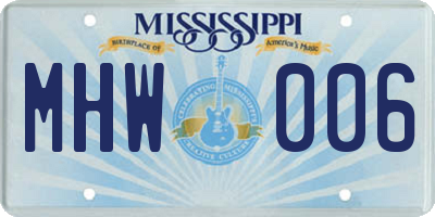 MS license plate MHW006