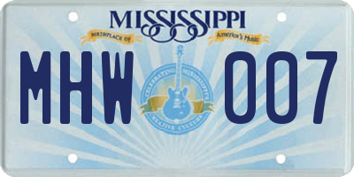 MS license plate MHW007