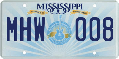 MS license plate MHW008