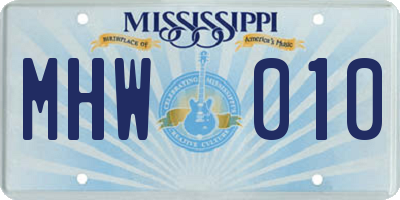 MS license plate MHW010