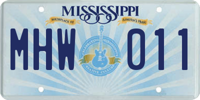 MS license plate MHW011