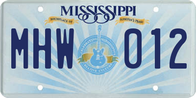 MS license plate MHW012