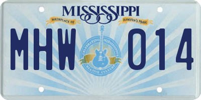 MS license plate MHW014