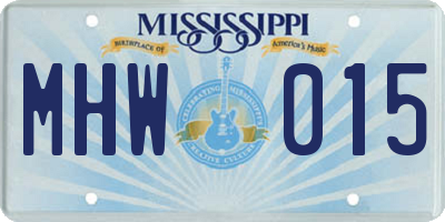 MS license plate MHW015