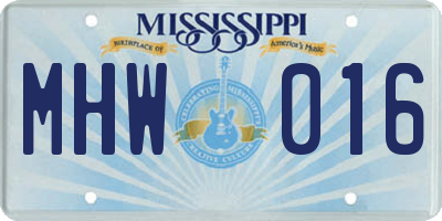 MS license plate MHW016