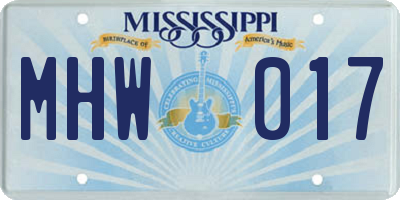 MS license plate MHW017