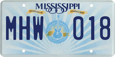 MS license plate MHW018