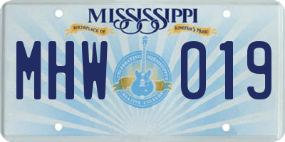 MS license plate MHW019