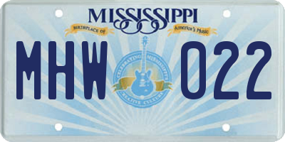 MS license plate MHW022