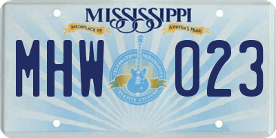 MS license plate MHW023