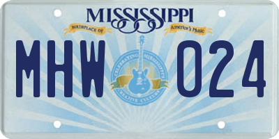 MS license plate MHW024