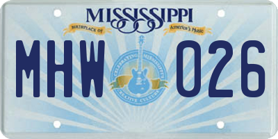 MS license plate MHW026